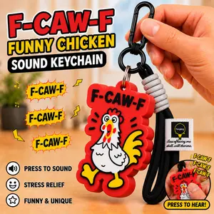 3D Printed Funny Chicken Sound Cool Keychain Charm - Press to Activate Sound, Fidget Fashion Accessory, Animal Motif Mini Gift for Coworkers, Cool Keychains
