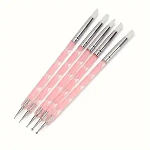 5-Piece Dual-Head Silicone Nail Art Drill Pen Set, Sculpting Tools Kit, Gel Point Painting Pens for Professional Manicure Supplies