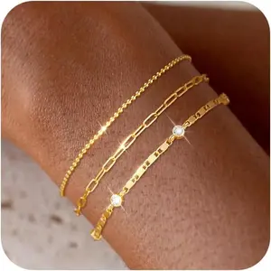 FREEKISS Bracelets For Women Waterproof Bracelet Stack Set For Women Dainty Snake Chain Bracelet Adjustable Cuban Link Bracelet For Fashion For Christmas