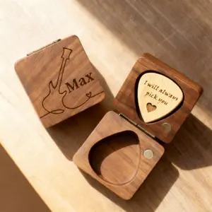 Custom Guitar Pick Holder, Custom Guitar Picks, Custom Wooden Pick Box, Gift for Dad, Boyfriend, Musician, Personalized Guitar Pick Holder, Christmas Gift