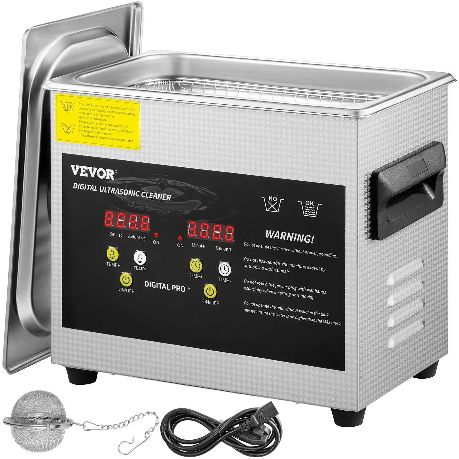 【summerfinds】VEVOR 3L Upgraded Ultrasonic Cleaner (200W Heater,120W Ultrasonic) Professional Digital Lab Ultrasonic Parts Cleaner with Heater Timer for Jewelry Glasses Parts Cleaning