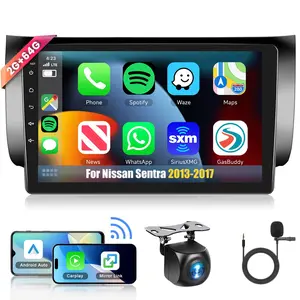 10.1 Inch 2+64G Android Car Stereo for Nissan Sentra 2013-2017, Carplay Touchscreen GPS Navigation with Wireless Android Auto, WiFi, Bluetooth, FM/RDS, Mirror Link, SWC, Backup Camera, Father's Day Gift