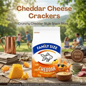 Cheddar Cheese Crackers, Crunchy Baked Cheese Snack for Lunch Boxes and Everyday Snacking