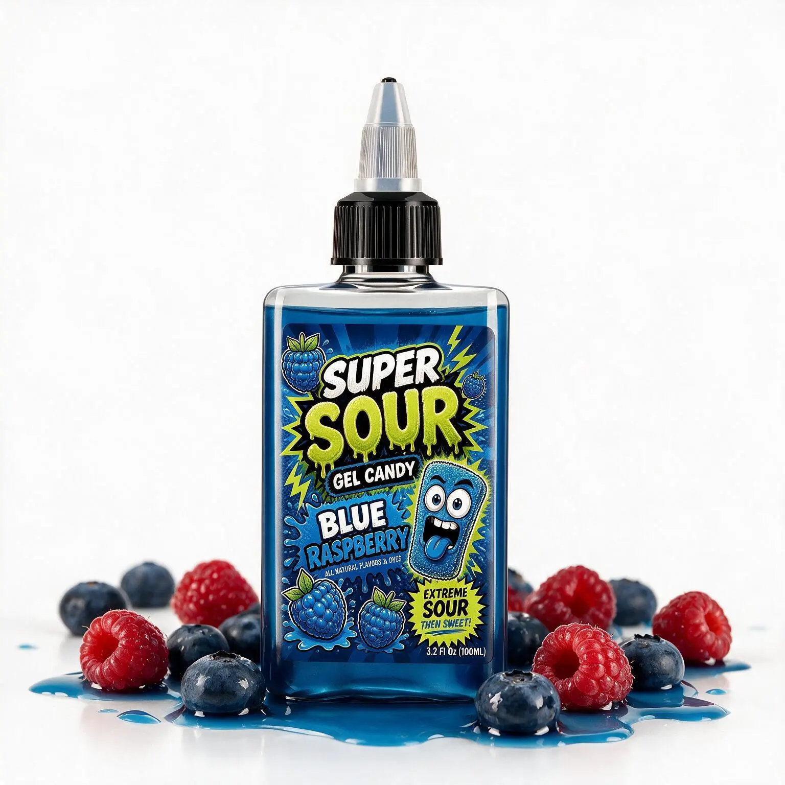 Super Sour Blue Raspberry Gel Candy - 100ml Super Sour Blue Raspberry Gel Candy - 100ml