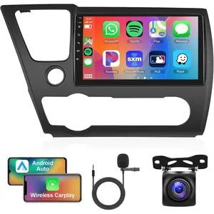 Car Radio Stereo for 【Honda Civic 2014 2015】 with Wireless CarPlay/Android Auto/Mirror Link/9inch IPS Touch Screen/Bluetooth/GPS/WiFi/FM/RDS/AHD Backup Camera 2G+64G/4G+64G