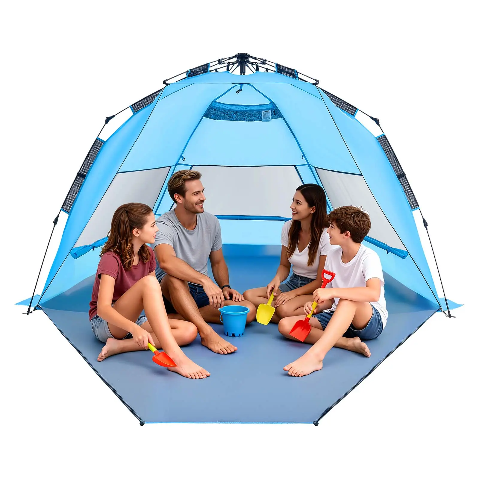 【SummerFinds】VEVOR 4-Person Pop Up Beach Tent Sun Shelter, UPF 50+ Sun Protection, Lightweight Camping Shelter with Mesh, Carrying Bag, Sand Pockets, Easy Setup for Camping, Fishing