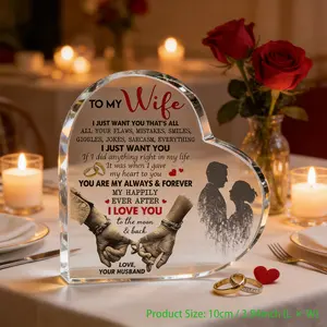 To My Wife Acrylic Heart Plaque - Romantic Sentimental Gift for Anniversary, Birthday, Wedding, Valentine's Day - I Love You Keepsake Home Decor farmhouse washroom bathroom toilet outdoor sign easter dad hone wall art bar gardening flat library cafe rule