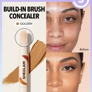 SHEGLAM Perfect Skin High Coverage Concealer Shades Liquid Concealer Brush for Flawless Makeup