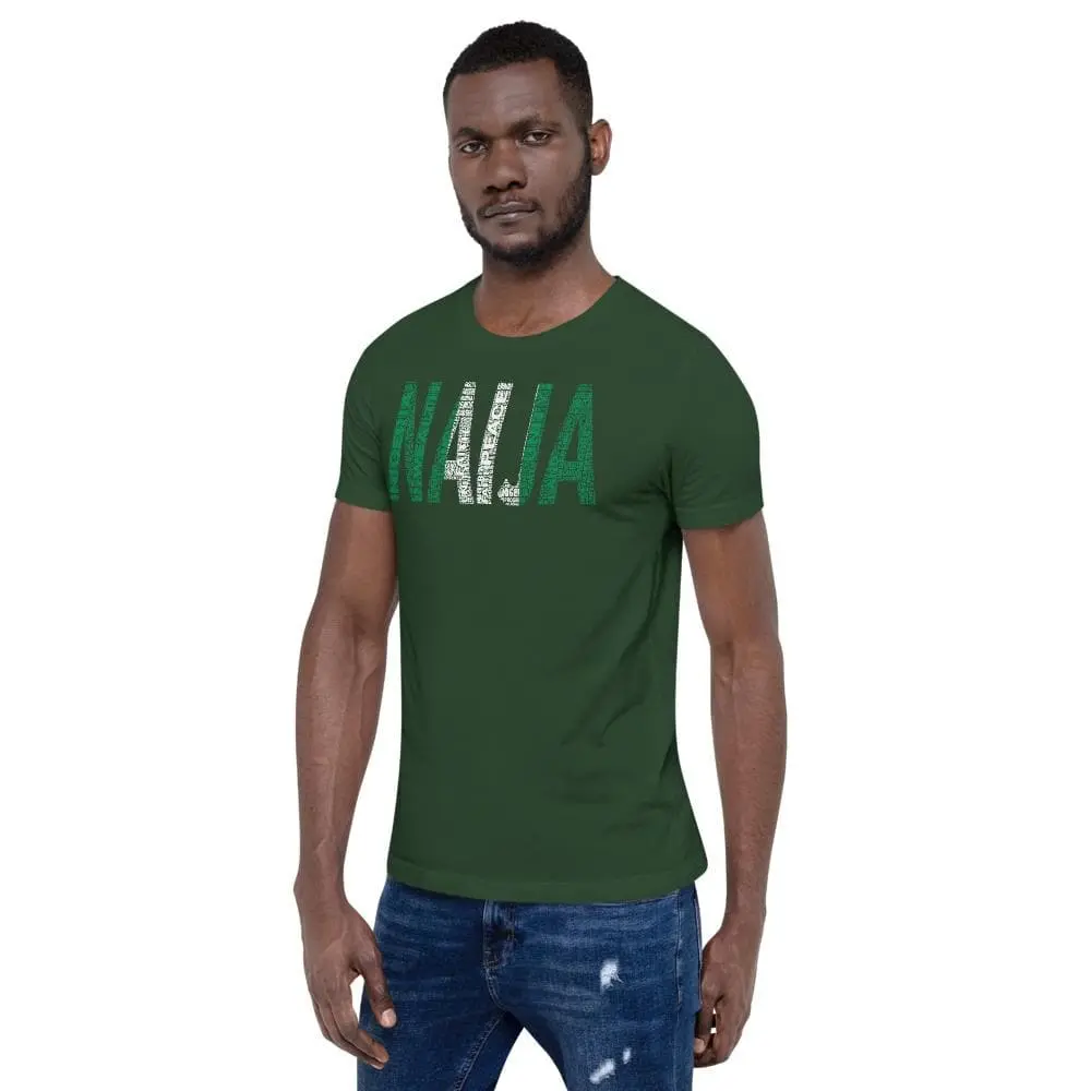 NIGERIA  National Flag Inspired NAIJA Word Cluster Short-Sleeve Unisex T-Shirt