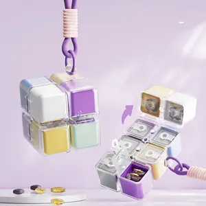 Multi-Color Magic Cube Medicine Box, Fun Portable Medication Organizer, Large Capacity Sealed Moisture-Proof Small Pill Case, 7 Days Weekly Dividers, Supplement Organizer, Vitamin Organizer, Vitamin Dispenser, Medical Organizer