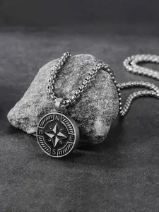 Compass Design Pendant Necklace, Stainless Steel Inspirational Jewelry for Party, Daily Clothing Decor, Trendy All-match & Exquisite Jewelry for Birthday Gift, Minimalist Chain