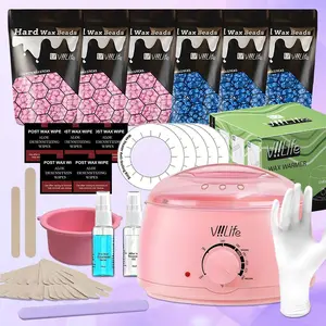 Hard Wax Kit, 1 Set Hot Melt Hard Wax Heater & Wax Strips & Wax Beads & Tools, Personal Care Appliances for Hair Removal, Eyebrows, Bikini, Legs, Face, Home Waxing Kit, Hard Wax Warmer