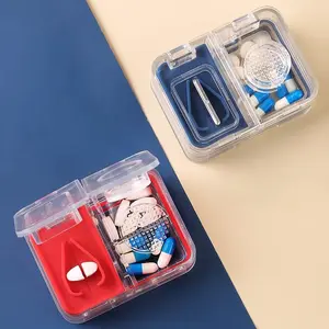 3 in 1 Cuttable Medicine Container, 1 Count Portable Grinding Pill Cutter Storage Box, Multi-functional Divided Medicine Cutter for Outdoor Travel