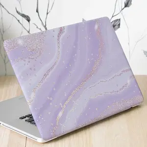 A fantasy purple marbled laptop film, 15 inches, durable PVC material, with gold high-gloss protective decal, scratch-resistant