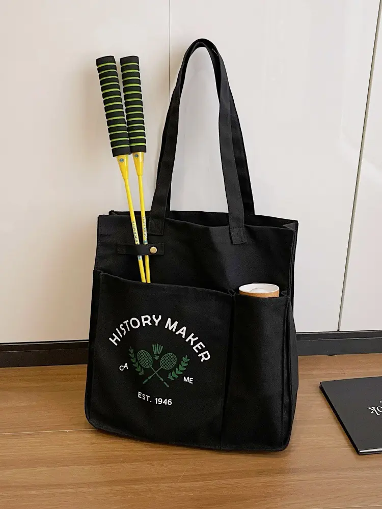 RIVERICH Badminton Racket Tote Bag, Canvas Sports Shoulder Bag with Multi Pockets, Holds 2 Rackets and Accessories, Reusable Sports Carry Bag,back to school,back to school haul