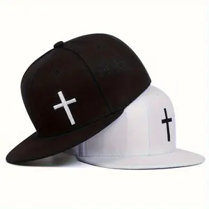 Unisex Cross Embroidered Hip Hop Hat Outdoor Sport Adjustable Sunscreen Leisure Hat Spring Autumn Travel Tourism Beach Vacation