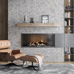 Beige 11x13 Matte Herringbone Recycled Glass Mosaic Tile (8 Cases, 77.04 sq ft/Pallet)