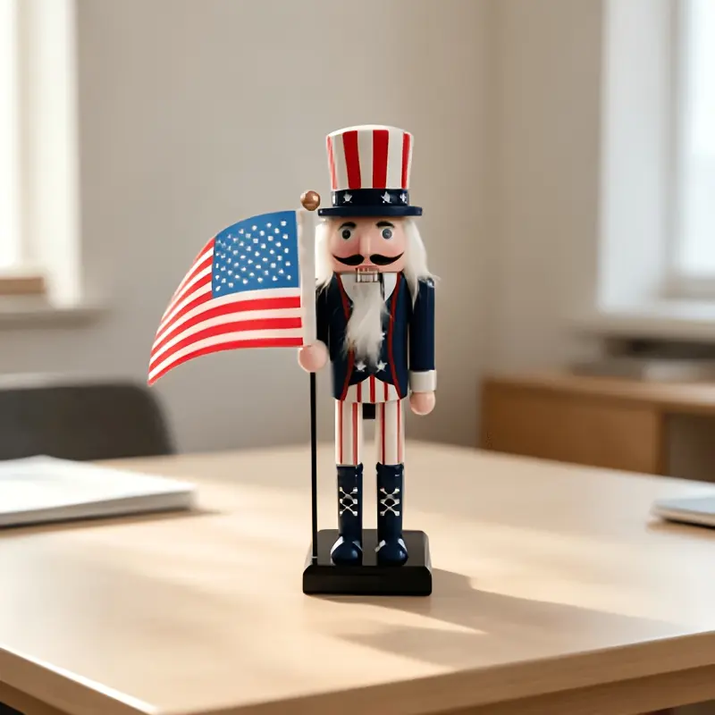 Handmade Wooden Nutcracker Figurine - American Gentleman Design, Festive Decorations, July 4th Decoration, Office Decor, Home Supplies Ornament