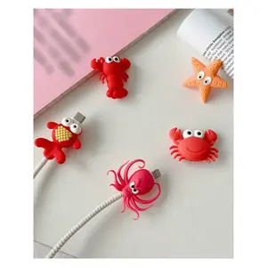 5pcs/Pack Cute Ocean Animal Crab Shaped Cable Protectors, Protect Your Phone Data Cables And Makes Fun Gift For Summer Holiday Charger Protector
