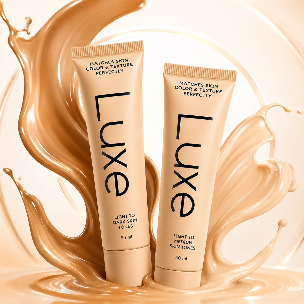 LUXE Color-Changing Foundation for Women, Skin Tone Matching Liquid Foundation, Lightweight Hydrating Face Makeup, Buildable Coverage, Smooth Blending, Natural Dewy Finish, Everyday Makeup, 30ml