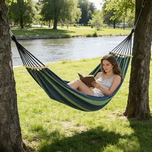 Outdoor Camping Double Hammock, 500lbs Portable Hammock with Tree Straps & Attached Carry Bag, Camping Gear, Perfect for Outside Indoor Hiking Beach Backpack Travel