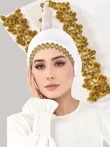 Women's Gold Lace Tube Hat, Breathable Soft Head Scarf, Fashion Hair Scarves, Comfortable Daily Wear, Suitable for Various Occasions, Durable & Stylish Design