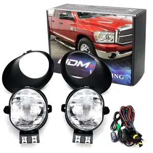 iJDMTOY Clear Lens Fog Light Kit w/ 9145 Halogen Bulbs, Bezel Covers, Relay Wiring & Switch For 2002-2008 Dodge RAM 1500, 2003-2009 Dodge RAM 2500 3500 & 2004-2006 Dodge Durango