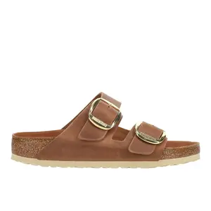 BIRKENSTOCK Womens Arizona Buckle Oiled Leather Casual Sandals Casual Low Heel 1-2" - Brown