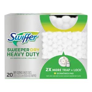 SWIFFER Heavy-Duty Dry Sweeping Cloth Refill Pads, 11x8.5in, 20 Pieces, Dust Removal Dry Cloths, Locks Debris and Traps Dirt