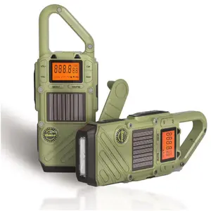 Solar Hand Crank Emergency Walkie Talkies, 3 Miles Long Range, NOAA Weather Alert Radio, Rechargeable 2 Way Radio, SOS Alarm LED Flashlight for Power Outage Home Emergency Survival and Camping Hiking Outdoor