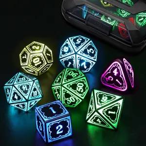 FONVGOGO Wireless RGB Light-Up Polyhedral Dice Set - Rechargeable 7-Color LED Dice with Charging Box for Dungeons & Dragons (D&D) RPG Gifts