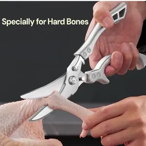 Professional Heavy Duty Kitchen Scissors，Kitchen Shears with Slip Handle & Safety Lock，Meat Cutting, Turkey, Fish, Vegetables, Dishwasher Safe