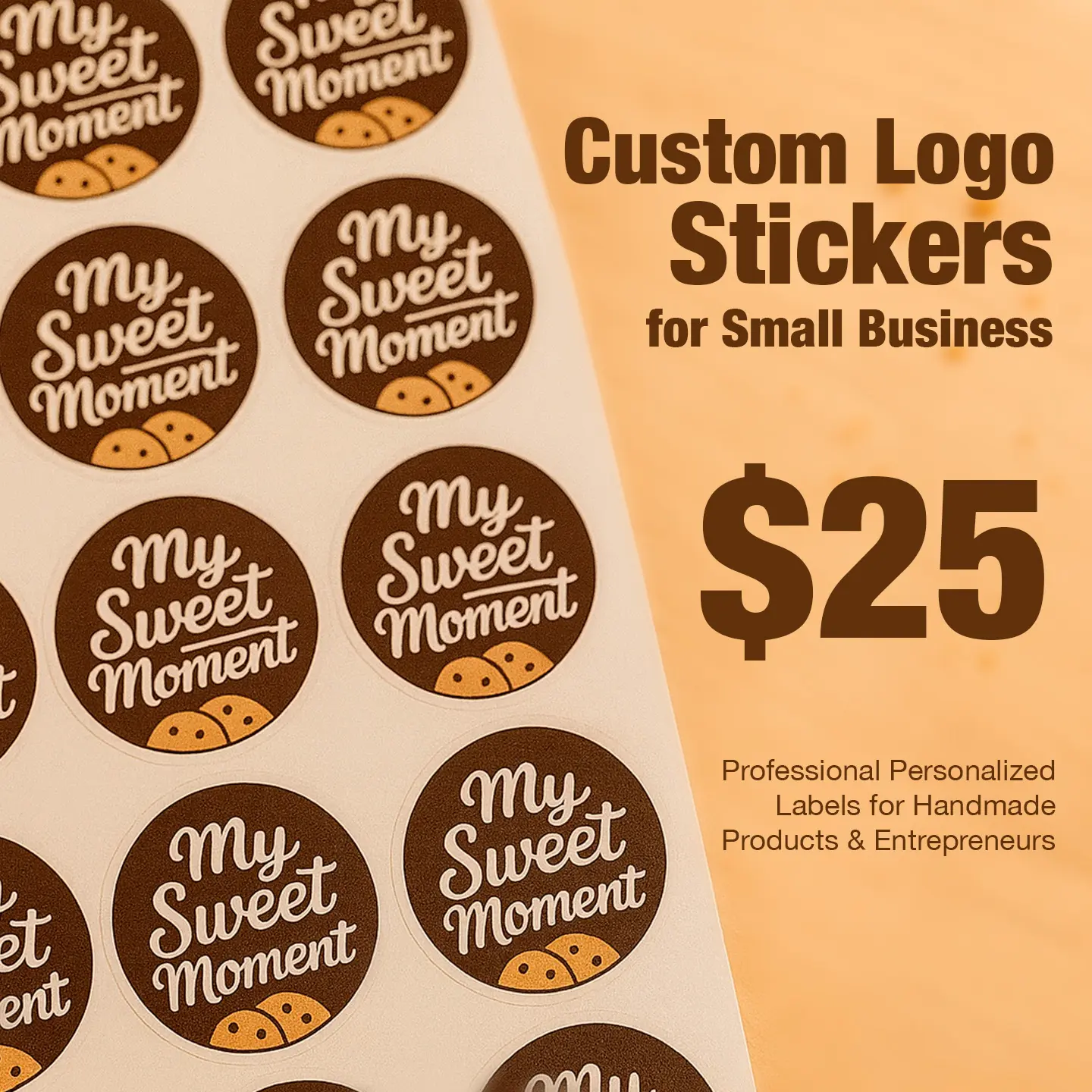 Custom Business Logo Self-Adhesive High-Quality Vinyl Decal Stickers - 100-Pack 2" Waterproof Bulk Branding Stickers, Personalized Labels for Small Business Branding, Office Stationery Supplies & Packaging