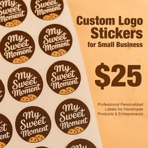 Custom Business Logo Stickers - 100 Pack - 2" Personalized Waterproof Labels for Small Business Branding & Packaging