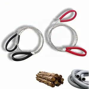 Stainless Steel Wire Saw 2 Pack, 30 Inch Heavy Duty Cable Saw for PVC Pipe Cutting, Survival Saw for Camping Hiking Hunting, Portable Emergency Rope Saw with Rubber Handle, Red & Black