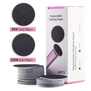 43mm 60-piece replacement sandpaper discs, suitable for electric foot callus removers, affordable refill sandpaper pads, used for removing hard calluses, suitable for most round foot grinders, Foot Care Product