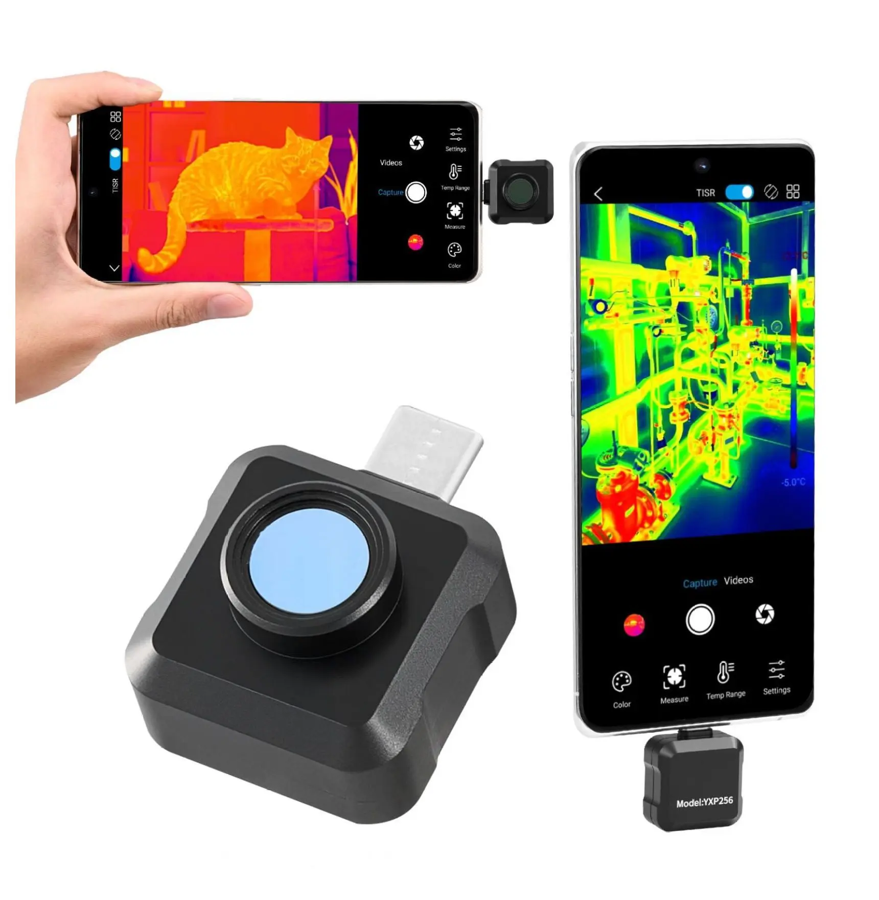 Android Thermal Camera 512x384, 25HZ IR Imager -4F to 1022F, 15 Palettes for HVAC, Electrical, Home Inspection & Automotive Diagnostics 512x384 Resolution with Super Resolution