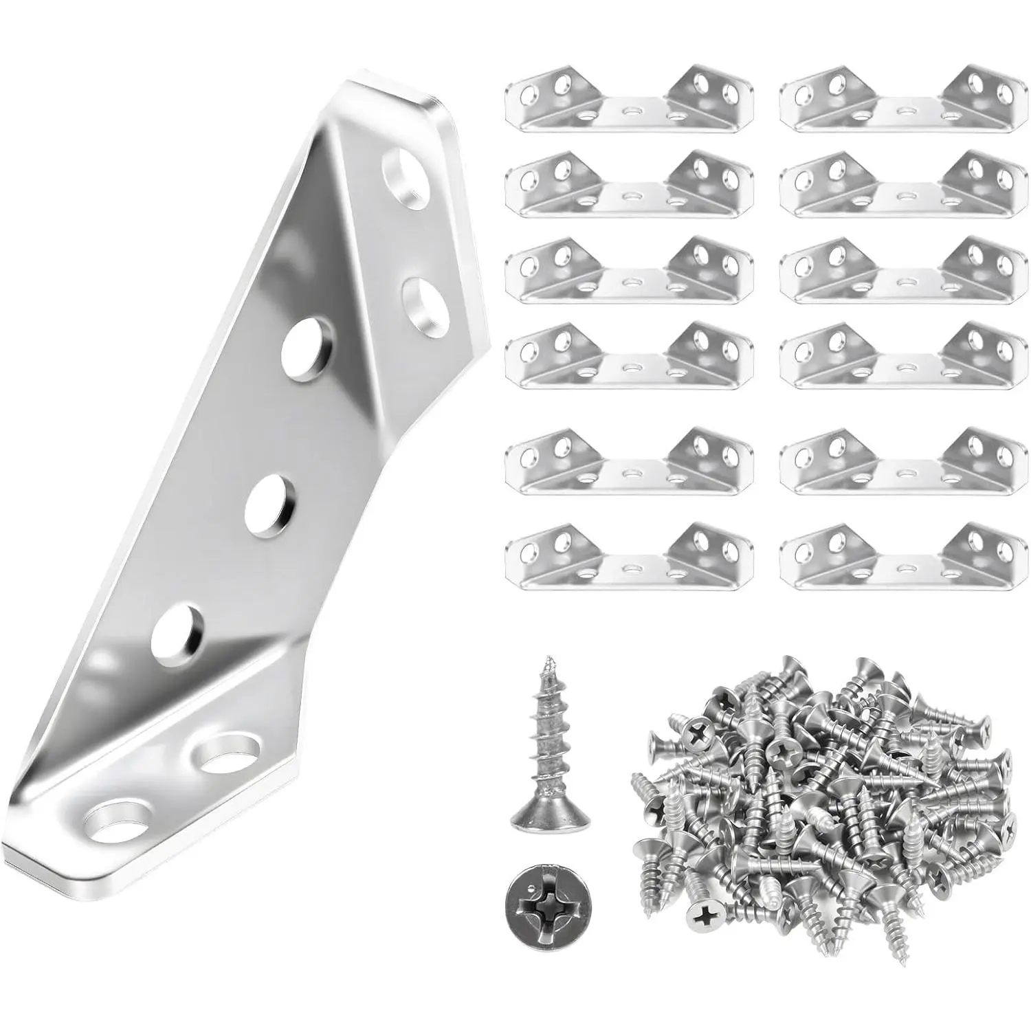 12-piece set of universal stainless steel furniture corner connectors ...