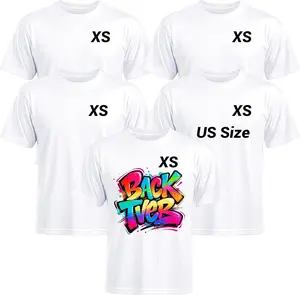 5 Pack Sublimation Blanks Bulk Wholesale White Polyester T Shirts for Heat Transfer Unisex Crew Neck Short Sleeve DIY