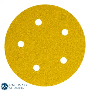 5" Gold A/O 5 Hole Hook & Loop Discs - 50 Pack