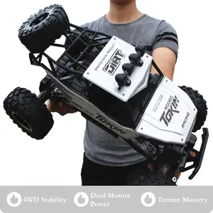 Polar Cub RC Off Road Buggy 4WD Dual Motor Rock Crawler 28cm Alloy Shell LED Headlights Anti-Collision Remote Control Monster Truck All-Terrain