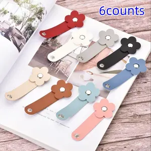 6-Pack Flower-Shaped PU Leather Data Line Organizer, Desk Supplies, Multicolor Earphone Cord Keeper, Tech Organizer, Perfect Gift for Friends Colleagues Family