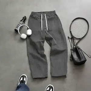 Men’s vintage corduroy casual pants, loose straight-leg design, comfortable and breathable, suitable for spring and autumn