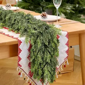 2PCS 6FT Cedar Garland –180leaves Realistic Thick Green Christmas Garland for Mantle 900g, Fireplace, Doorway, and Holiday Decor