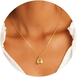 Tewiky Dainty Balloon Bubble Letter Necklace Gold Plated Alphabet Pendant Choker Trendy Cute Personalized Monogram Name Jewelry For Teen Girls Gift Dealsforyoudays