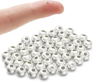 925 Sterling Silver Beads for Jewelry Making,Smooth Round Ball Beads Spacer Beads for Ring Necklace Earring Bracelets Making (Made in Italy 3mm)