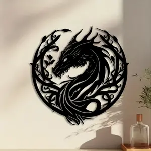 1pc Dragon Metal Wall Art, Wall Art Decoration, Dragon Statue Mural, Perfect for Living Room Wall, Christmas Decor, Ideal Gift for Collectors, Durable Metal