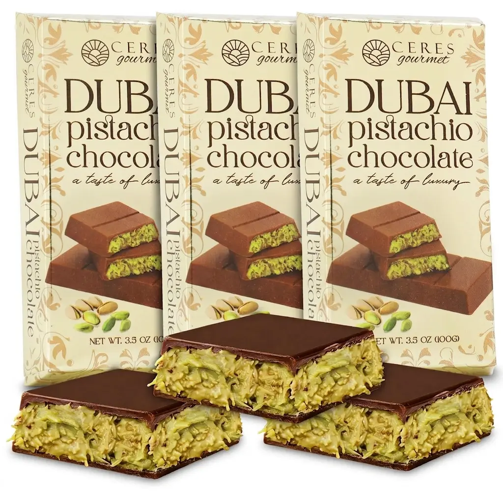 Dubai Chocolate Bar Pistachio Milk Chocolate and Knafeh - 3 packs (3x3.5 Oz) | TikTok Dubai Chocolate Bar Pistachio Milk Chocolate and Knafeh - 3 packs (3x3.5 Oz) | TikTok