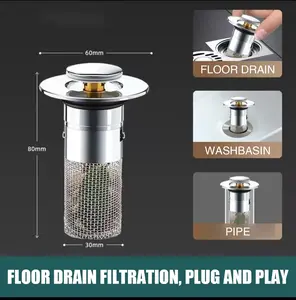 Bathroom Sink Stopper Hair Catcher with Universal Pop Up Sink Drain Filter and Stainless Steel Filter Basket, Bathroom Sink Drain Strainer