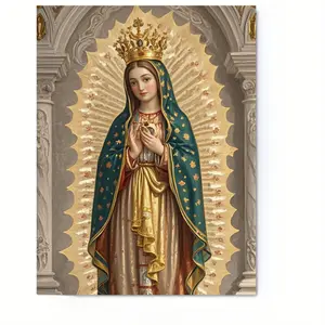 1 piece of Guadalupe canvas poster, Mexican Virgin Mary religious wall art, spiritual decoration, unframed, suitable for home, bedroom, living room, office, cafe, hotel